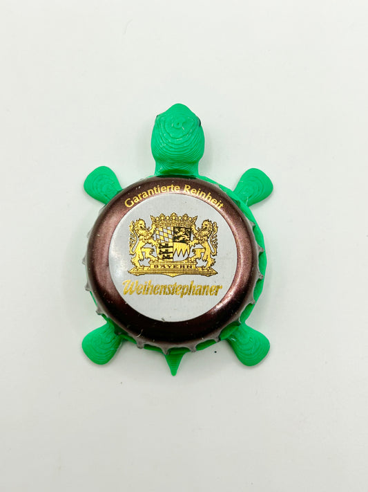 Weihenstephaner (Brown Border) - Bottle Cap Magnet Turtle