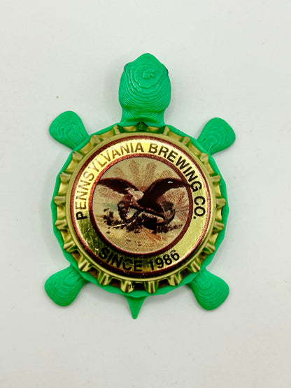 Pennsylvania Brewing - Bottle Cap Magnet Turtle Shell Shocked Art