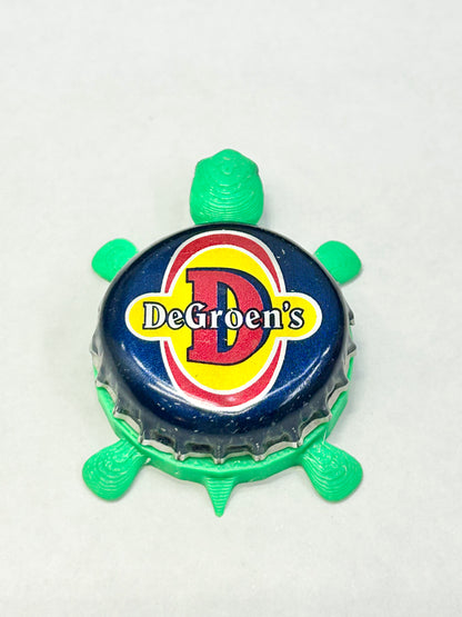 DeGroen’s Beer - Bottle Cap Magnet Turtle Shell Shocked Art