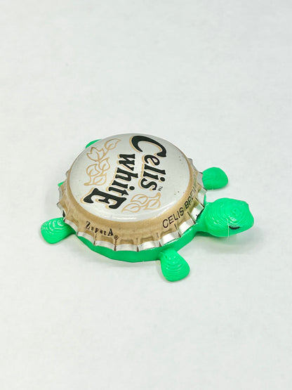 Celis White Beer - Bottle Cap Magnet Turtle Shell Shocked Art