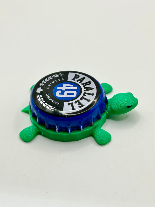 Parallel 49 Brewing (Blue) - Bottle Cap Magnet Turtle Shell Shocked Art