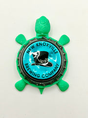 New Knoxville Brewing - Bottle Cap Magnet Turtle Shell Shocked Art