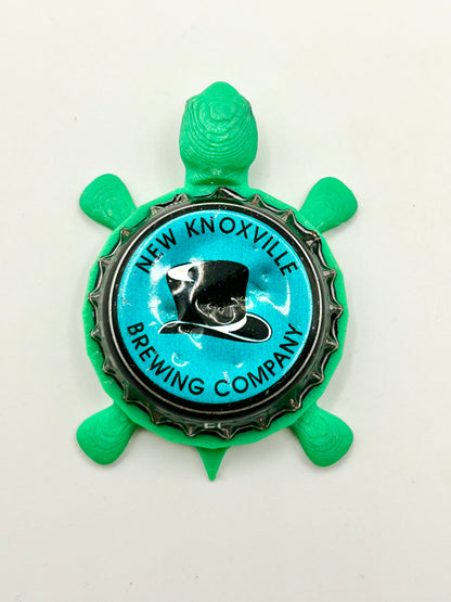 New Knoxville Brewing - Bottle Cap Magnet Turtle Shell Shocked Art