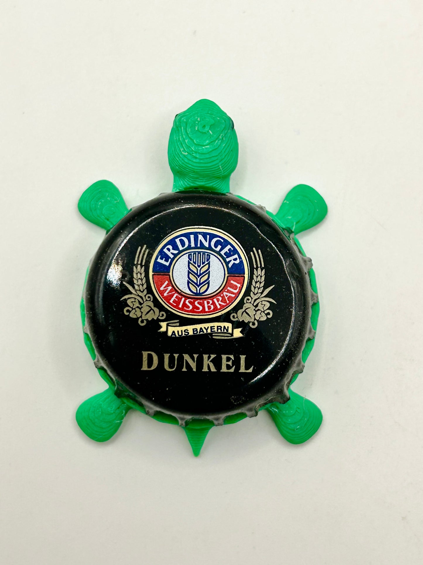 Erdinger Dunkel (Black) - Bottle Cap Magnet Turtle Shell Shocked Art
