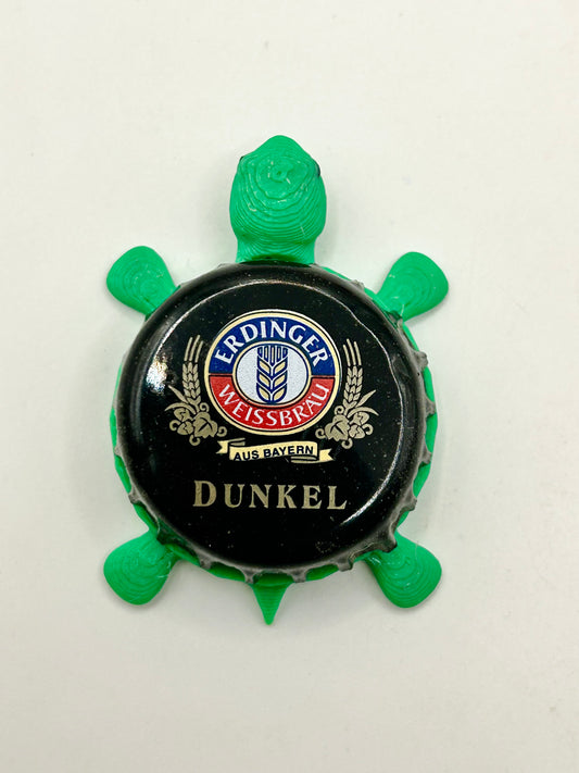 Erdinger Dunkel (Black) - Bottle Cap Magnet Turtle Shell Shocked Art