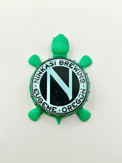 Ninkasi Brewing (Teal) - Bottle Cap Magnet Turtle Shell Shocked Art