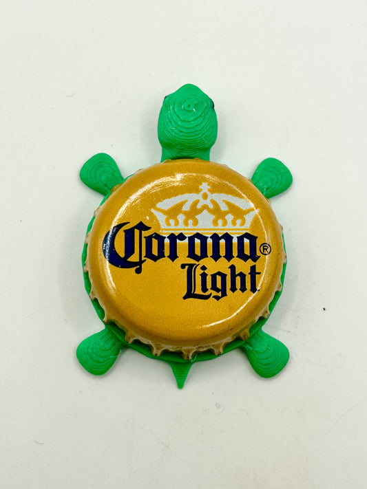 Corona Light - Bottle Cap Magnet Turtle Shell Shocked Art