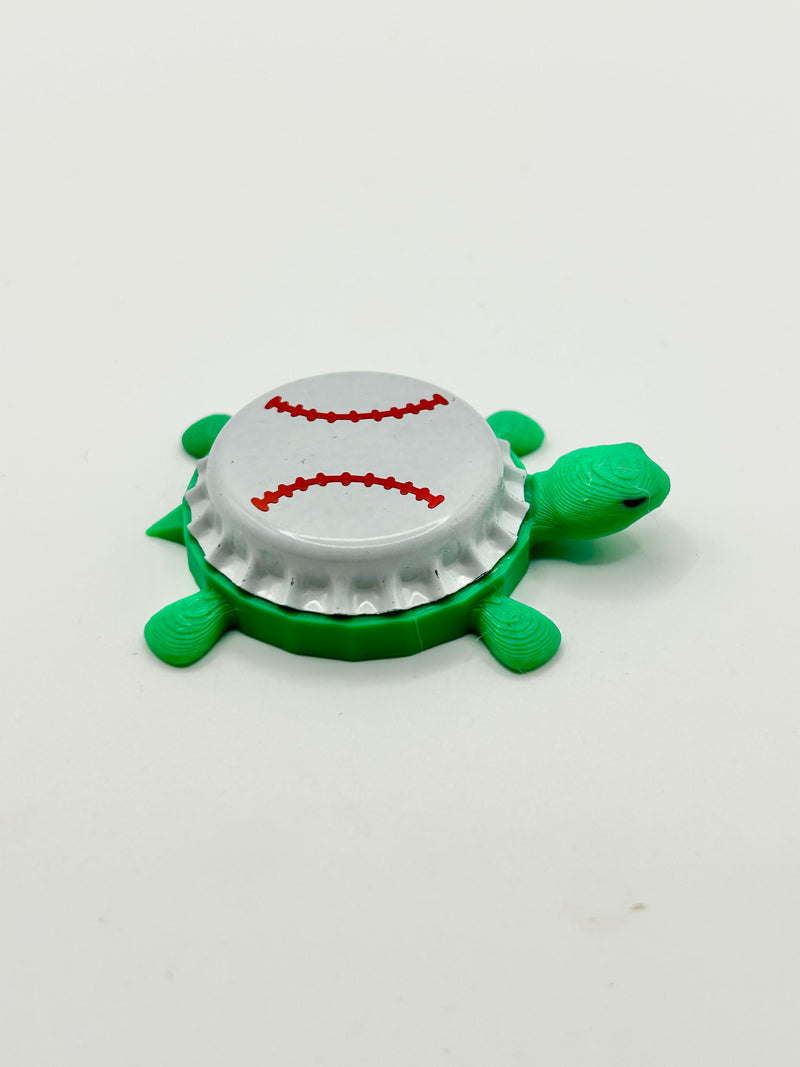 Baseball - Bottle Cap Magnet Turtle Shell Shocked Art
