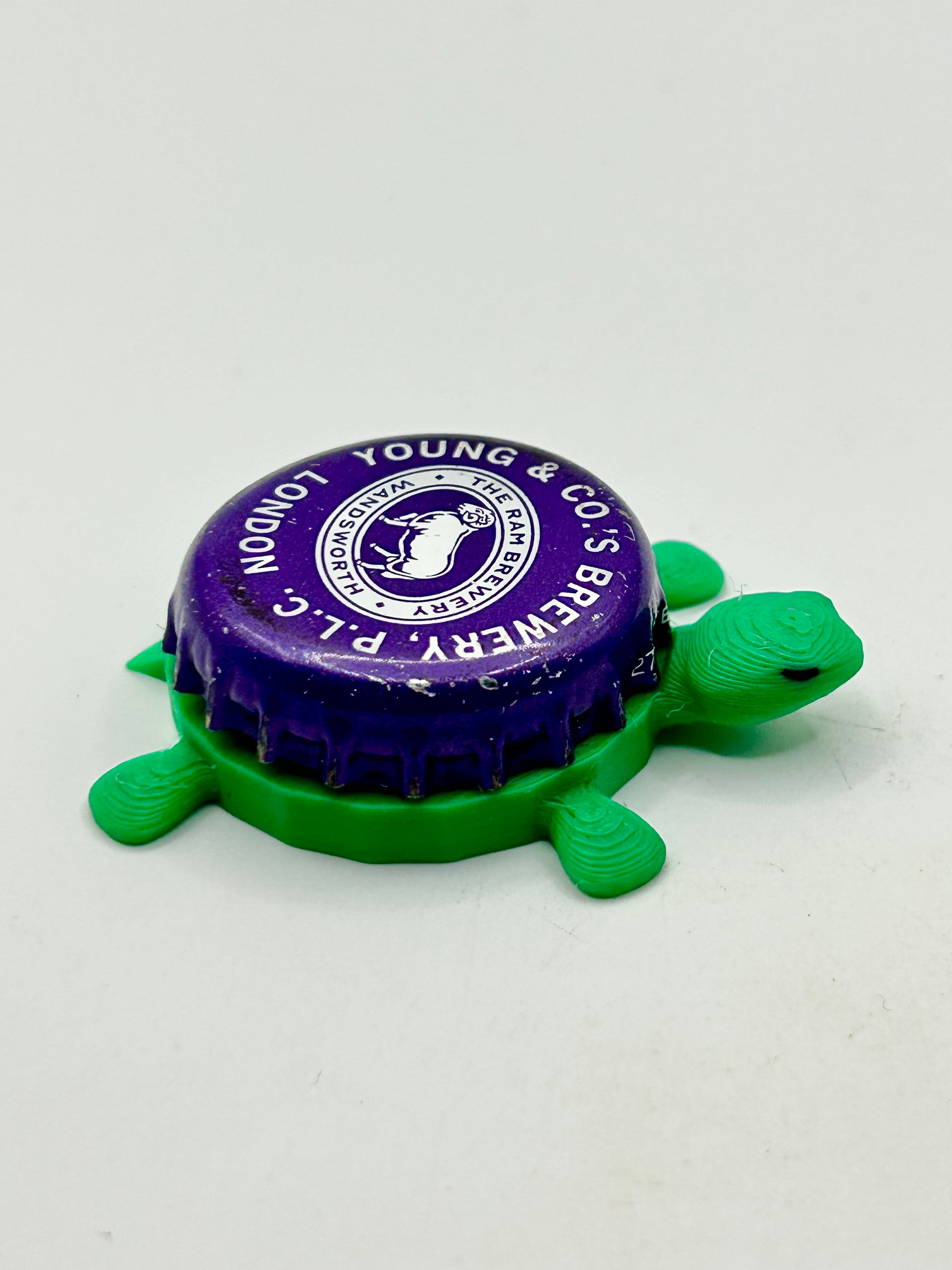 The Ram Brewery (Purple) - Bottle Cap Magnet Turtle Shell Shocked Art
