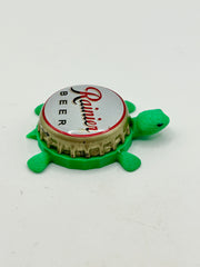 Rainier Beer (White) - Bottle Cap Magnet Turtle Shell Shocked Art