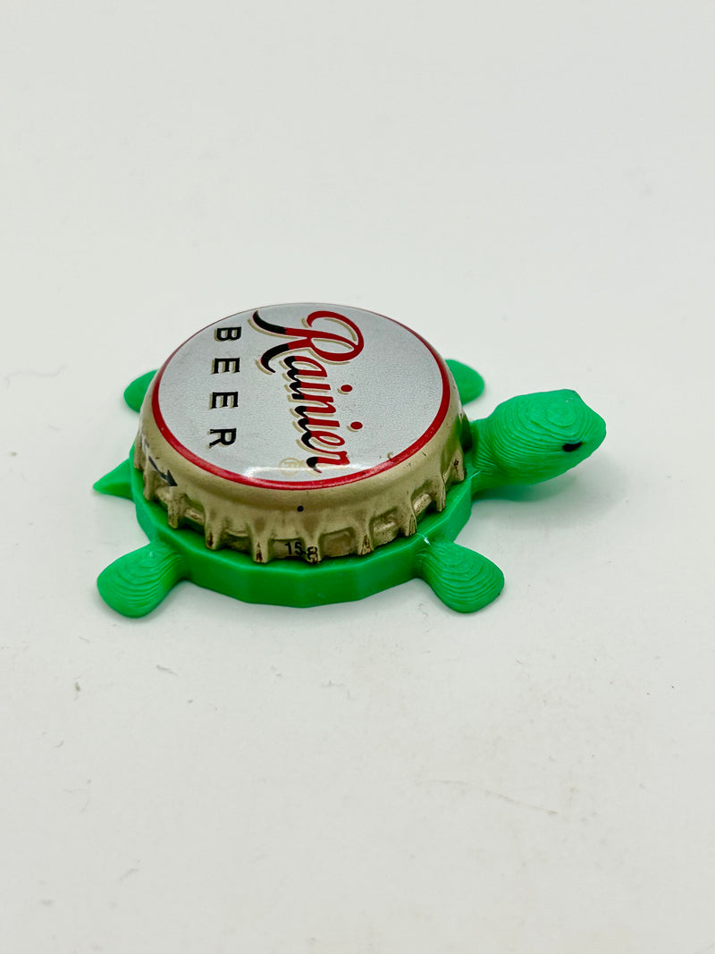 Rainier Beer (White) - Bottle Cap Magnet Turtle Shell Shocked Art