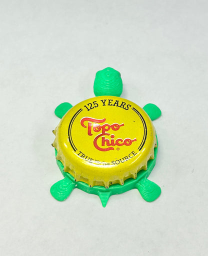 Topo Chico (All Yellow) - Bottle Cap Magnet Turtle Shell Shocked Art