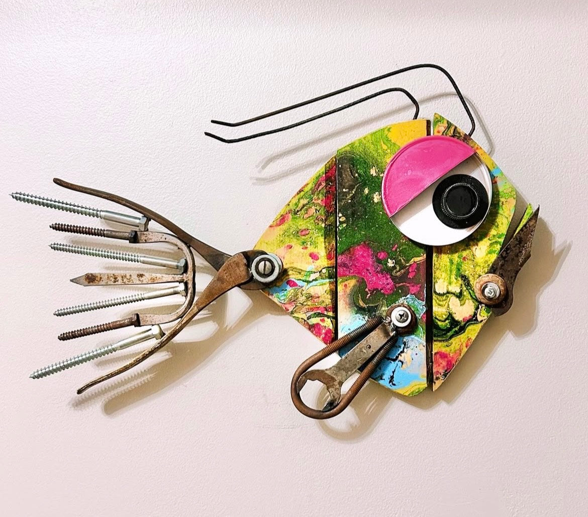 Cleo - Hydro Dipped Fish Wall Art (19" x 15") - Local Pickup Only Shell Shocked Art