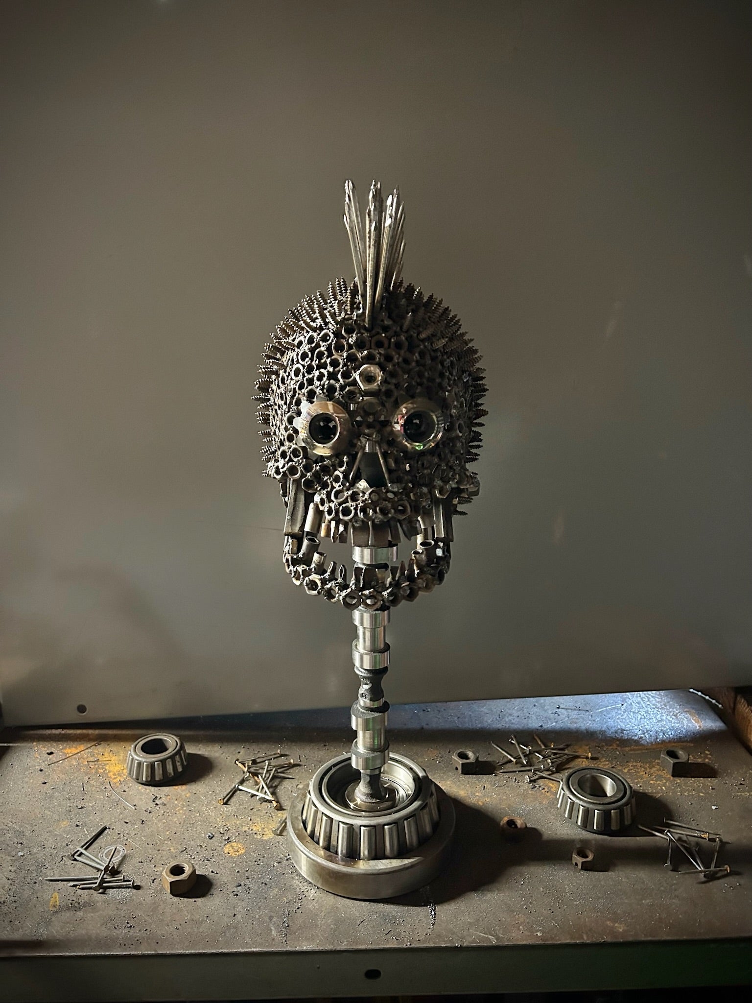 "Screw in the Head Loose" - Skull Metal Sculpture - Local Pickup Only Shell Shocked Art