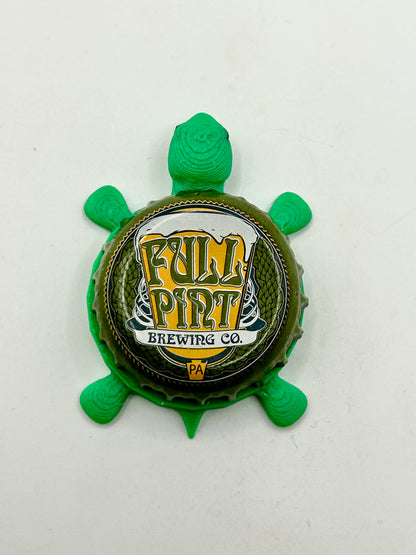 Full Pint Brewing Co - Bottle Cap Magnet Turtle Shell Shocked Art