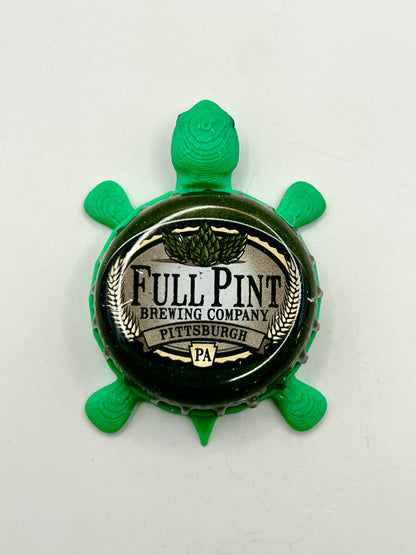 Full Pint Brewing - Bottle Cap Magnet Turtle Shell Shocked Art