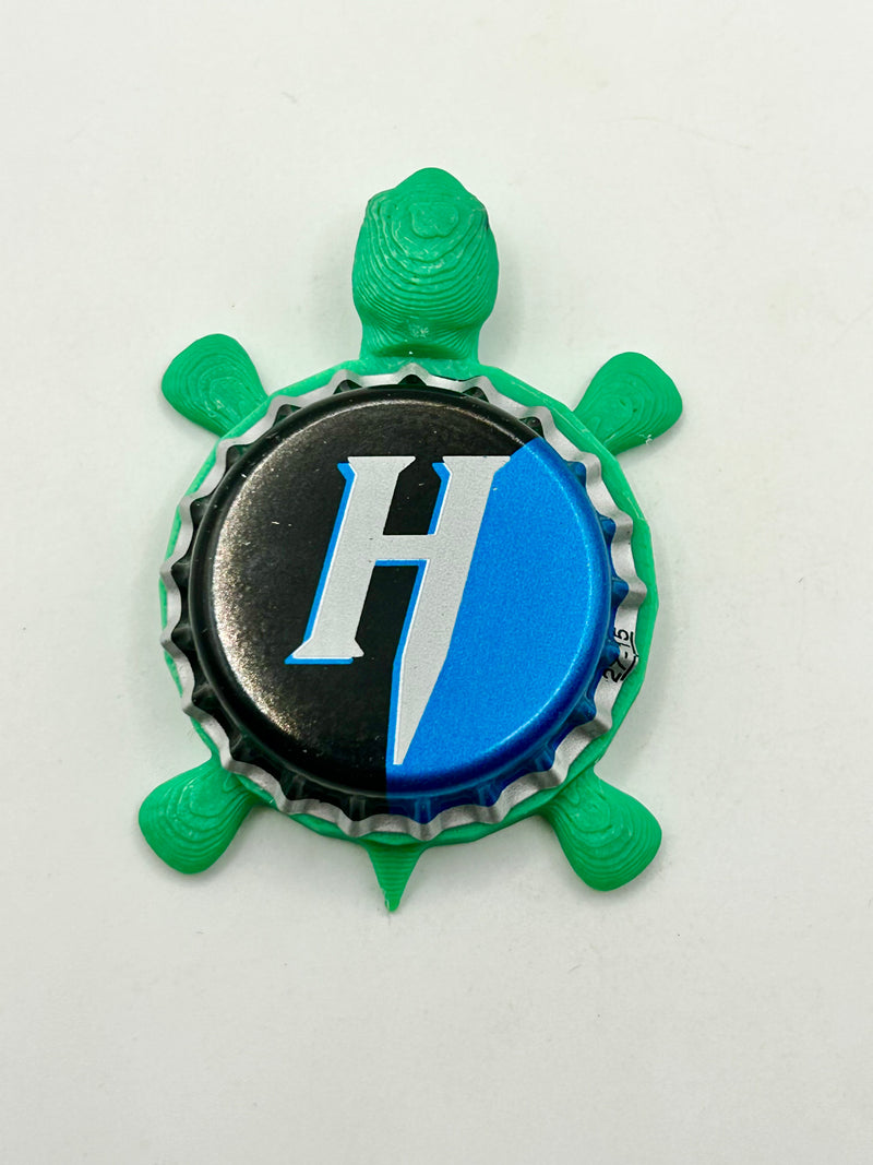 Hooch Brews (H Logo) - Bottle Cap Magnet Turtle Shell Shocked Art