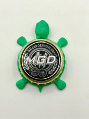 MGD Miller Genuine Draft - Bottle Cap Magnet Turtle Shell Shocked Art