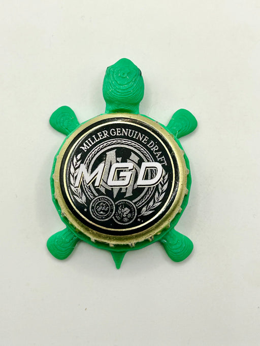 MGD Miller Genuine Draft - Bottle Cap Magnet Turtle Shell Shocked Art
