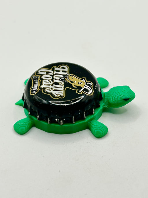 Horny Goat Brewing (Black) - Bottle Cap Magnet Turtle Shell Shocked Art