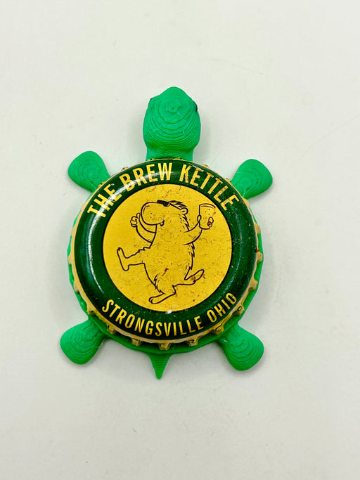 The Brew Kettle (Vintage, Green Trim) - Bottle Cap Magnet Turtle Shell Shocked Art