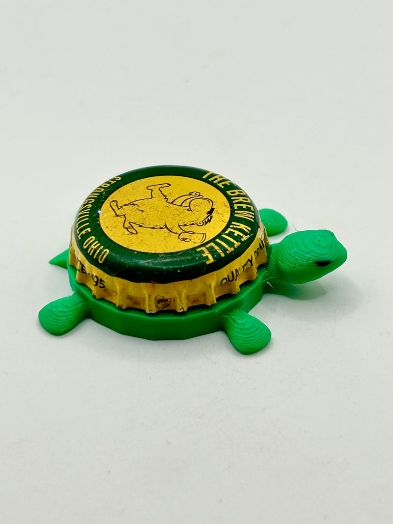 The Brew Kettle (Vintage, Green Trim) - Bottle Cap Magnet Turtle Shell Shocked Art