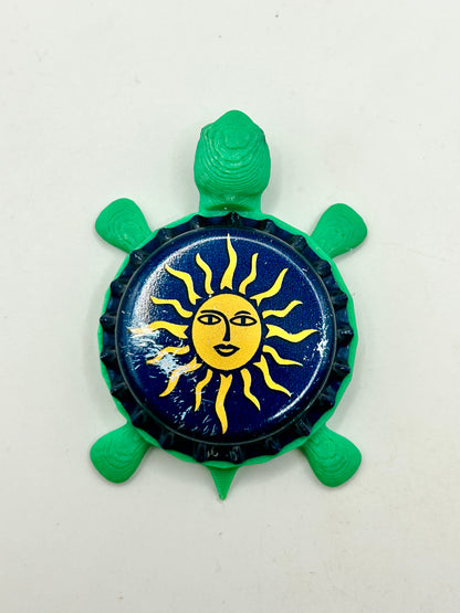 Hey Mon (Sun) - Bottle Cap Magnet Turtle Shell Shocked Art