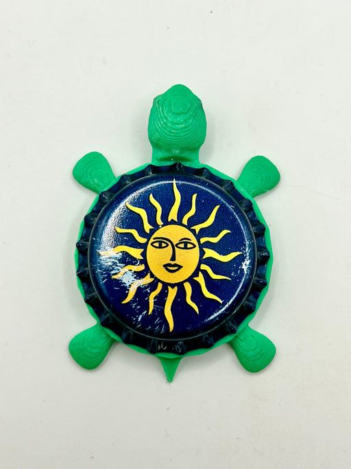 Hey Mon (Sun) - Bottle Cap Magnet Turtle Shell Shocked Art