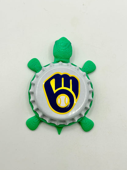 Milwaukee Brewers - Bottle Cap Magnet Turtle Shell Shocked Art
