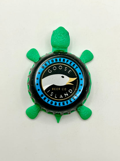 Goose Island Oktoberfest - Bottle Cap Magnet Turtle Shell Shocked Art