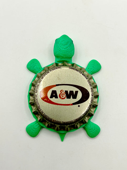 A&W Root Beer (Chrome) - Bottle Cap Magnet Turtle