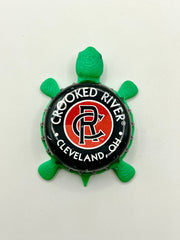 Crooked River Brewing - Bottle Cap Magnet Turtle Shell Shocked Art