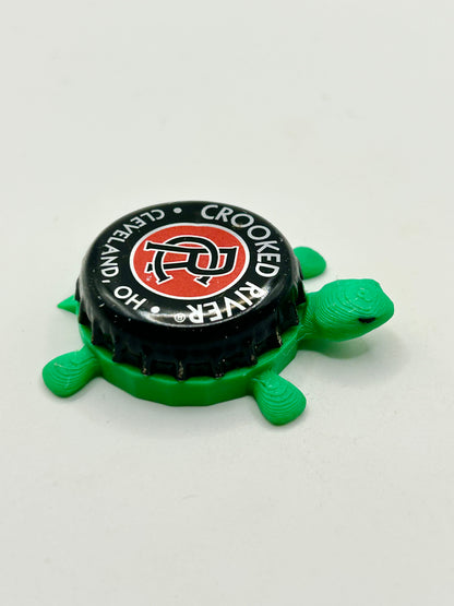 Crooked River Brewing - Bottle Cap Magnet Turtle Shell Shocked Art