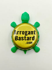 Arrogant Bastard Ale . Com - Bottle Cap Magnet Turtle Shell Shocked Art