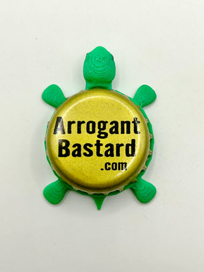 Arrogant Bastard Ale . Com - Bottle Cap Magnet Turtle Shell Shocked Art
