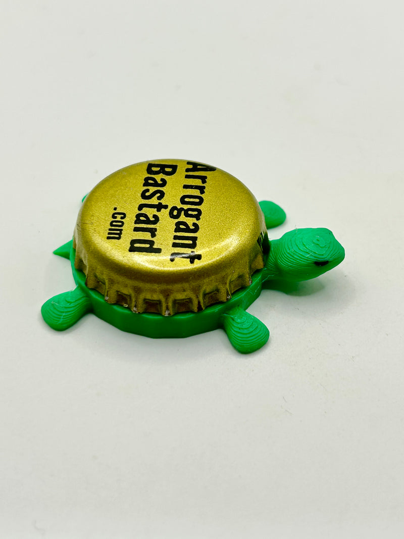 Arrogant Bastard Ale . Com - Bottle Cap Magnet Turtle Shell Shocked Art