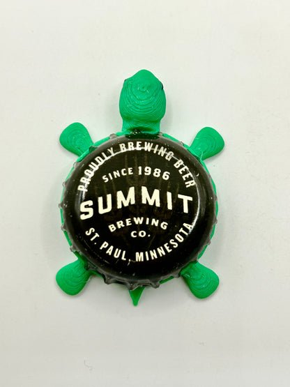Summit (Since 1986, Brown) - Bottle Cap Magnet Turtle Shell Shocked Art