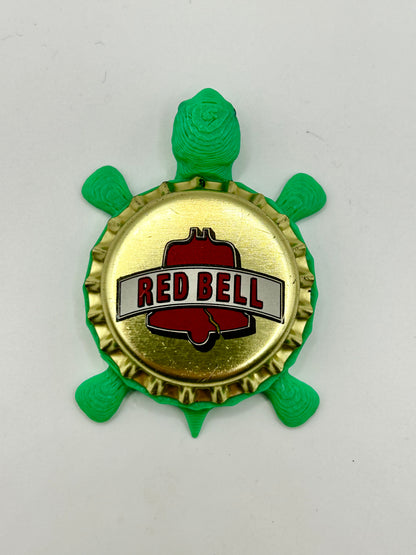 Red Bell Brewing - Bottle Cap Magnet Turtle Shell Shocked Art