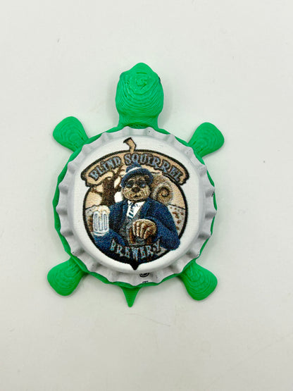 Blind Squirrel Brewery - Bottle Cap Magnet Turtle Shell Shocked Art