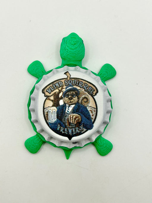 Blind Squirrel Brewery - Bottle Cap Magnet Turtle Shell Shocked Art
