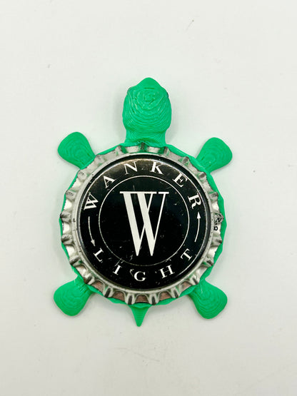 Wanker Light Beer - Bottle Cap Magnet Turtle Shell Shocked Art