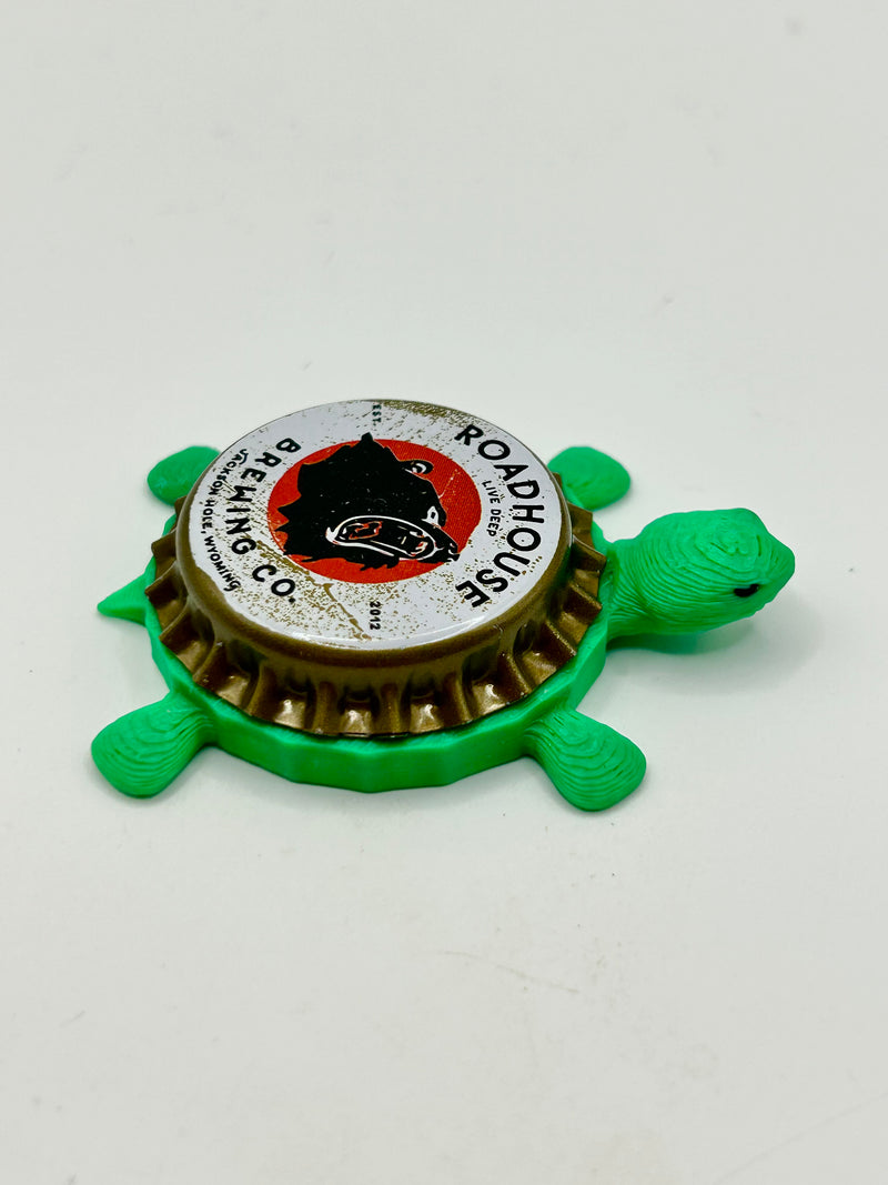 Roadhouse Brewing - Bottle Cap Magnet Turtle Shell Shocked Art