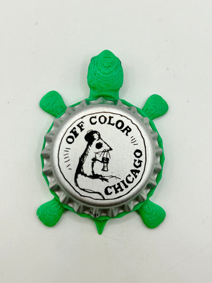 Off Color Brewing - Bottle Cap Magnet Turtle Shell Shocked Art