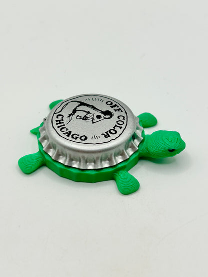Off Color Brewing - Bottle Cap Magnet Turtle Shell Shocked Art