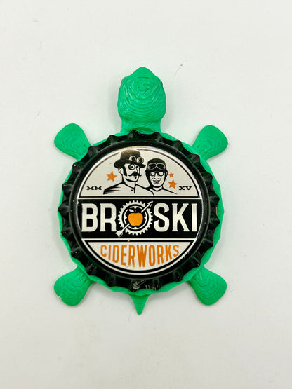 Broski Ciderworks - Bottle Cap Magnet Turtle Shell Shocked Art