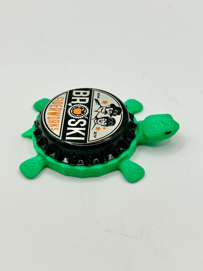 Broski Ciderworks - Bottle Cap Magnet Turtle Shell Shocked Art