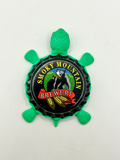 Smoky Mountain Brewery - Bottle Cap Magnet Turtle Shell Shocked Art