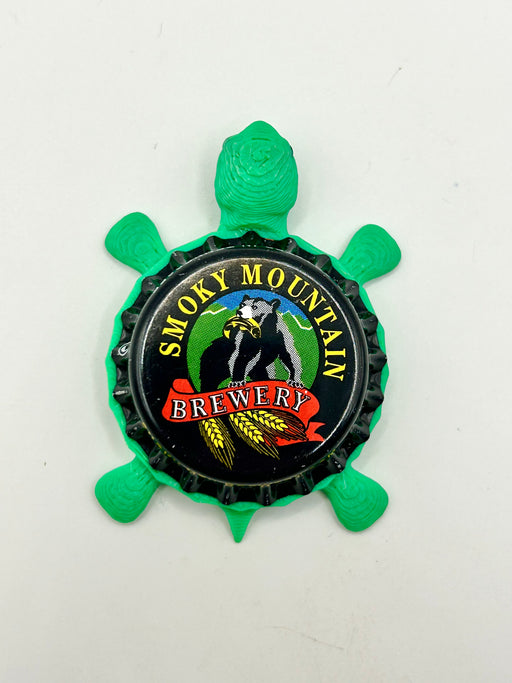Smoky Mountain Brewery - Bottle Cap Magnet Turtle Shell Shocked Art