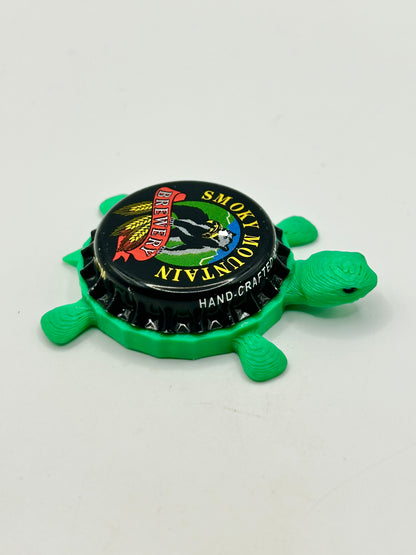 Smoky Mountain Brewery - Bottle Cap Magnet Turtle Shell Shocked Art