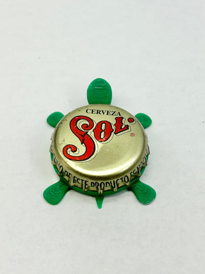 Sol Cerveza - Bottle Cap Magnet Turtle Shell Shocked Art